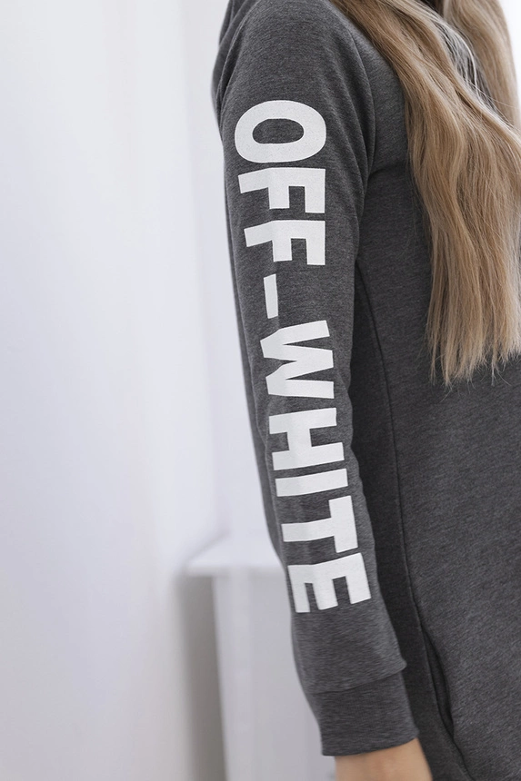 10038_4 Off White suknelė grafitinis melanžas - Image 4