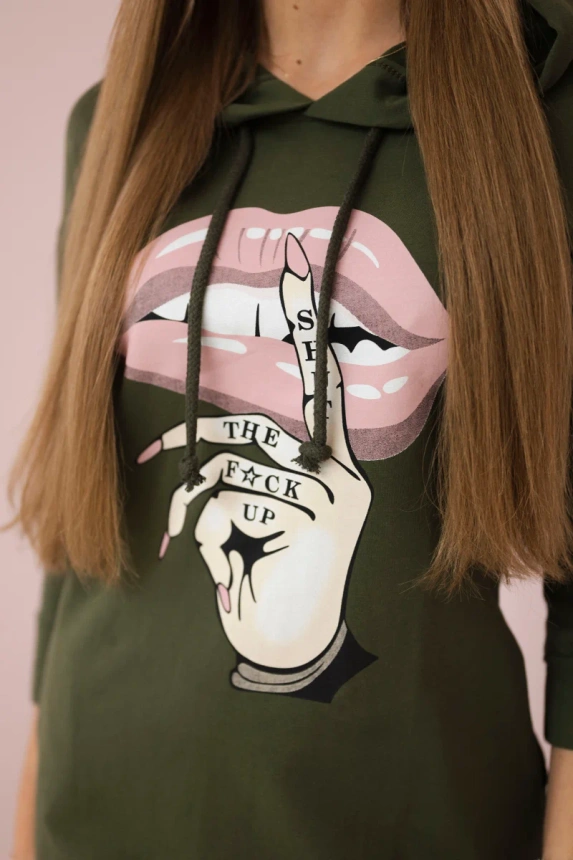 14557_3 Suknelė su ilgesne nugara ir spalvingu raštu - Image 4