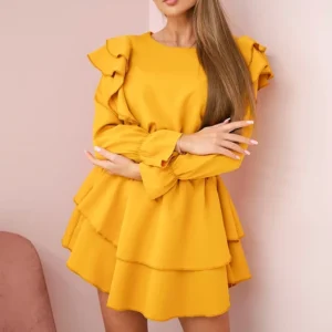 Suknelė su vertikaliais raukiniais