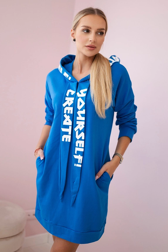 16419_3 Džinso suknelė su gobtuvu