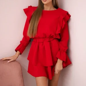 Suknelė su vertikaliais raukiniais