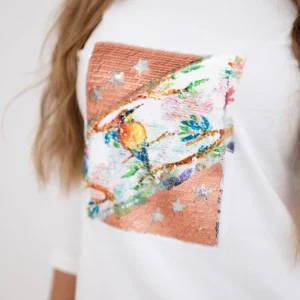 Suknelė su 3D grafika Bird ecru