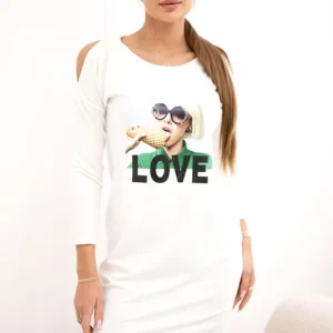 Meilė ecru atspaudo suknelė