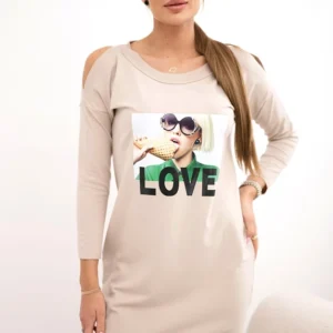 Meilės spaudos suknelė smėlio