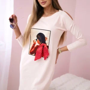 Suknelė su grafiniu ir 3D žirnių lankeliu