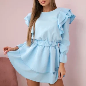 Suknelė su vertikaliais raukiniais