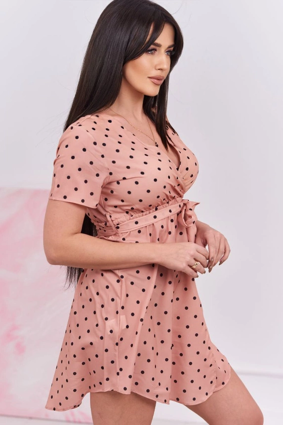 19907_11 Tamsiai abrikosinė taškuota suknelė - Image 3