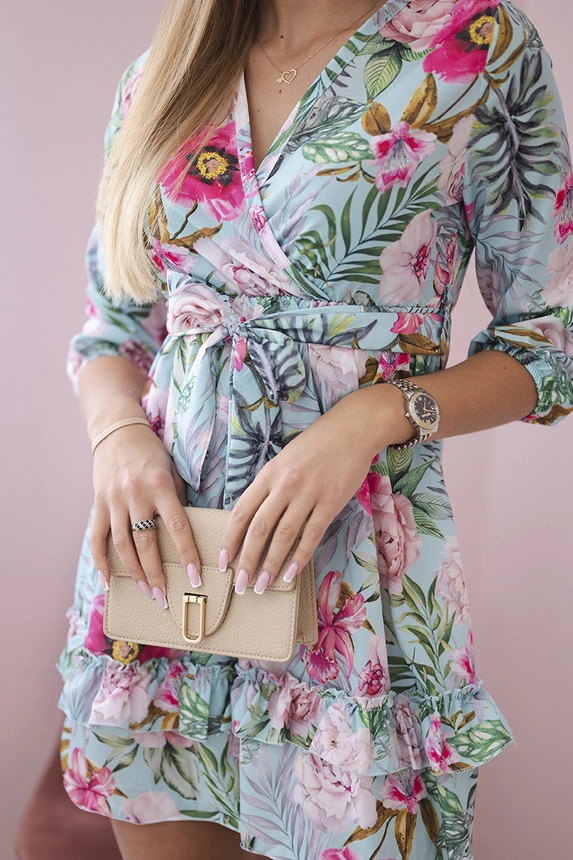 20066_4 Gėlėta suknelė su kaklaraiščio liemeniu - Image 4