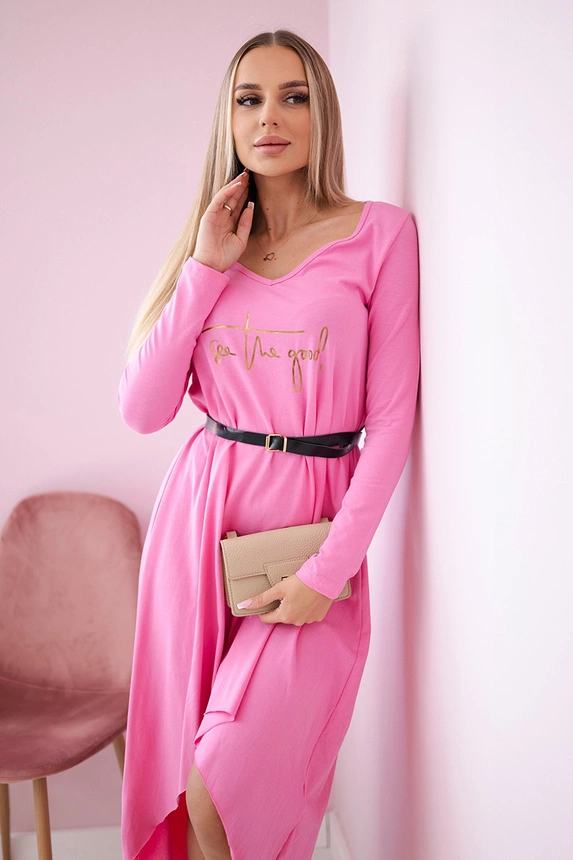 20167_3 Suknelė su dekoratyviniu diržu ir užrašu šviesiai - Image 2