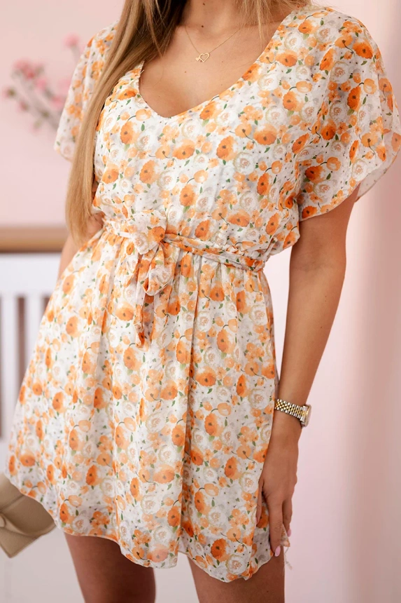 20233_4 Gėlėta suknelė iki juosmens ecru - Image 4