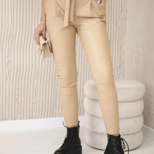 Odinės kelnės, surištos priekyje, smėlio