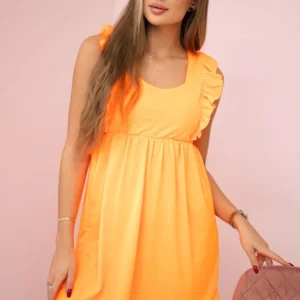 Suknelė su raukiniais šonuose neoninė