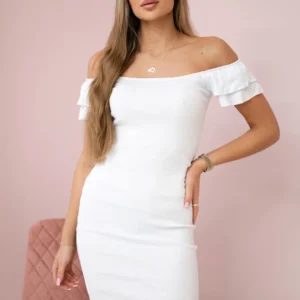 Dryžuota suknelė su atvartais