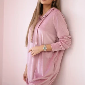 Velūro suknelė su gobtuvu tamsiai