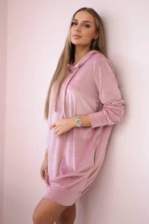 Velūro suknelė su gobtuvu tamsiai