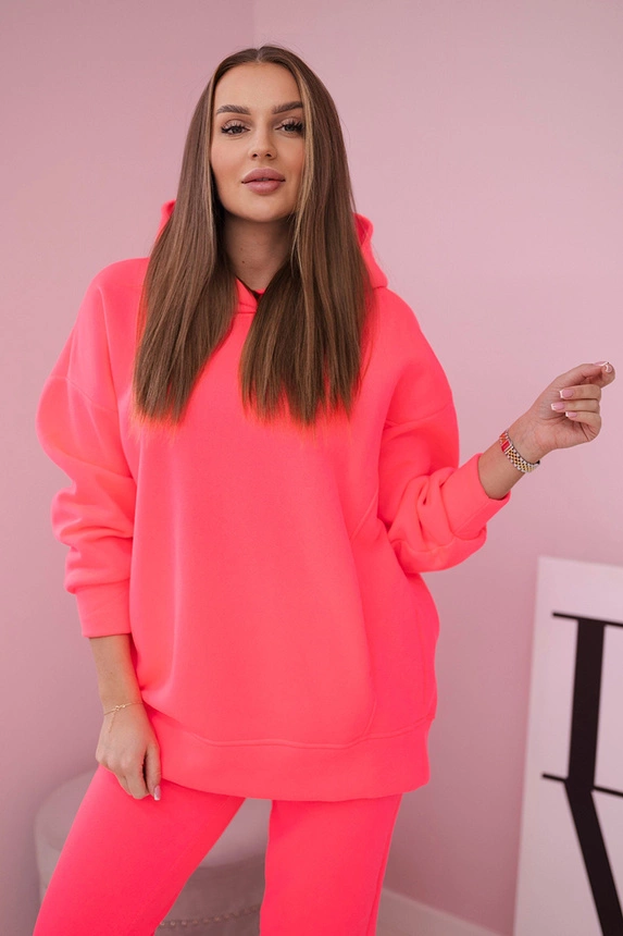 22525_5 Apšiltintas su megztiniu su gobtuvu neoniniu atspalviu