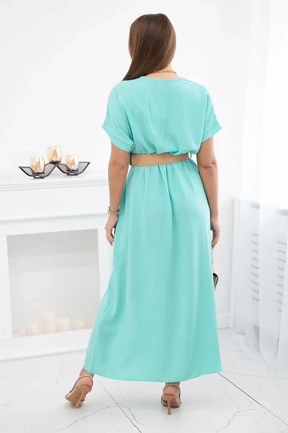 24129_2 Ilga suknelė su dekoratyviniu diržu šviesiai - Image 4