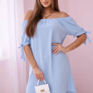 Sukienka wiązana na rękawach niebieski