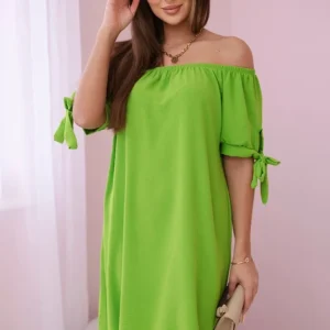 Suknelė surišta ties rankovėmis pistacijų