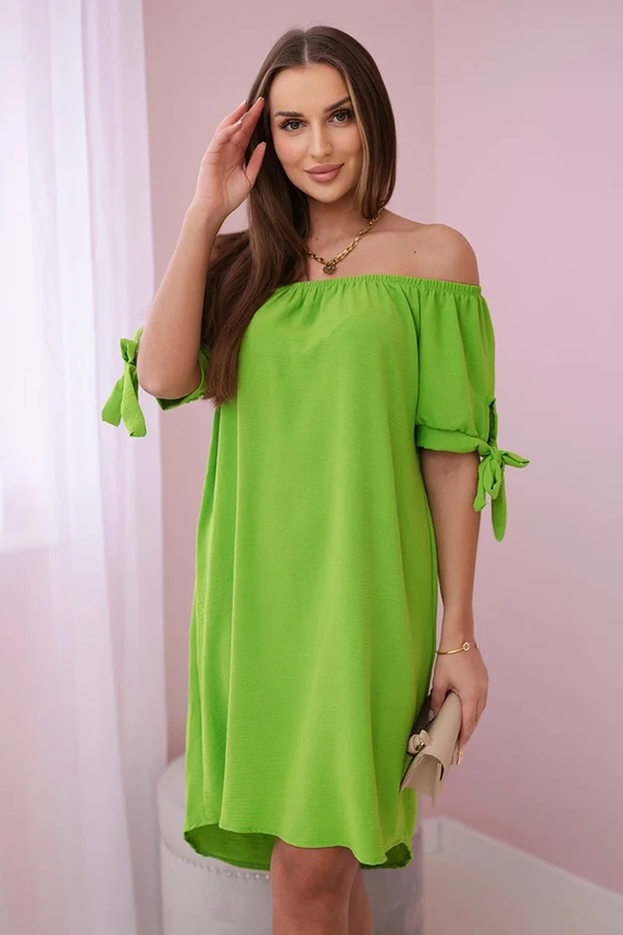 24362_4 Suknelė surišta ties rankovėmis pistacijų