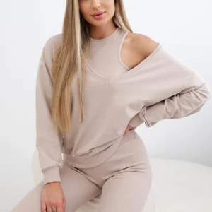 3 dalių palaidinė + viršutinė dalis + tamprės šviesiai smėlio