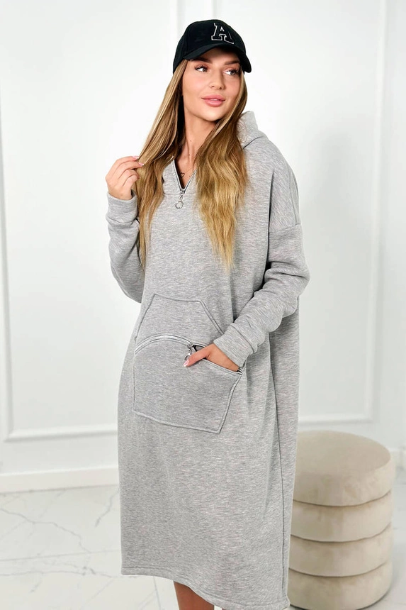 25519_3 Apšiltinta suknelė su gobtuvu rugiagėlių - Image 2