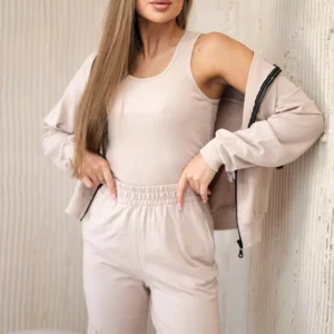 3 in 1 džemperis + viršutinėmis + kelnėmis šviesiai smėlio