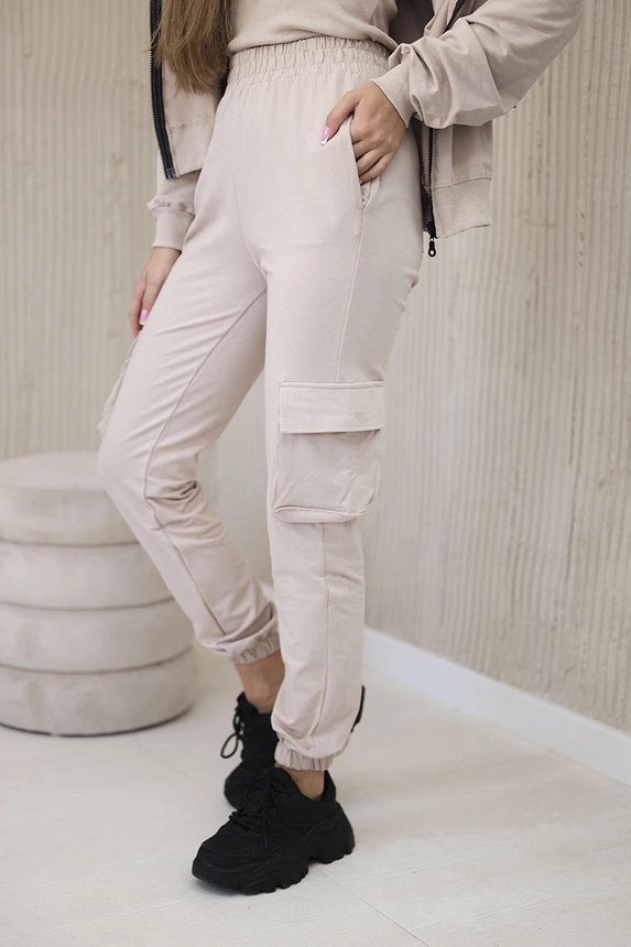 25919_4 3 in 1 džemperis + viršutinėmis + kelnėmis šviesiai smėlio - Image 4