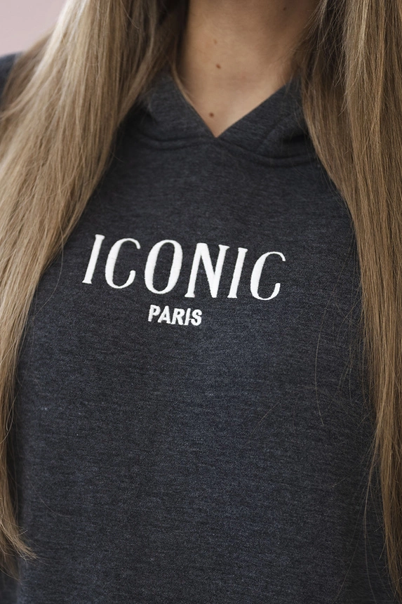 25936_4 Izoliuotas medvilnės , džemperis su siuvinėtomis + kelnės Grafitas - Image 4