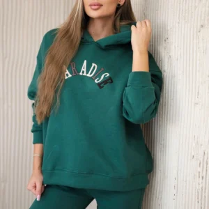 Medvilninis su išsiuvinėtu užrašu Paradise šviesiai