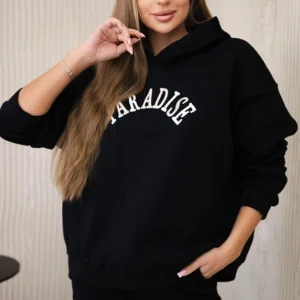 Medvilninis su išsiuvinėtu užrašu Paradise šviesiai