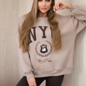 Medvilninis šiltintas džemperis + antblauzdžiai šviesiai šviesiai smėlio