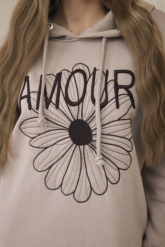 26574_4 Ilga izoliuota suknelė su siuvinėjimais tamsiai smėlio - Image 4