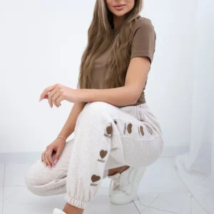 Amour medvilninės kelnės smėlio melanžas