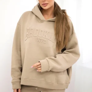 Izoliuotas medvilnės , džemperis + kelnės Brooklyn šviesiai smėlio