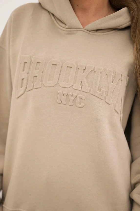 26631_4 Izoliuotas medvilnės , džemperis + kelnės Brooklyn šviesiai smėlio - Image 4