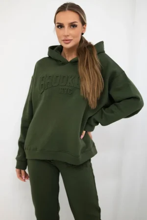 Izoliuotas medvilnės , džemperis + kelnės Brooklyn khaki