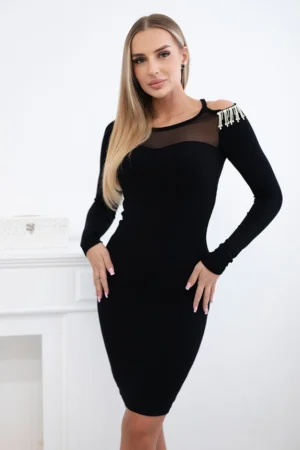 Megzta suknelė su tinkleliu viršuje