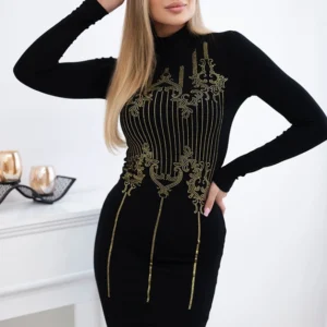 Megzta suknelė su kubiniu cirkonio raštu