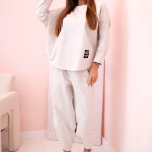 Naujų punto džemperių kelnių smėlio