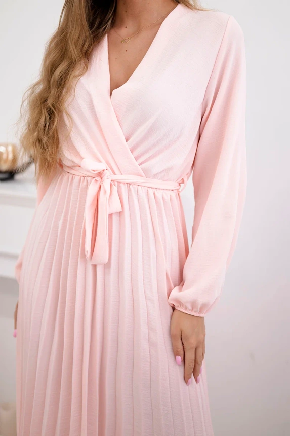 27966_4 Suknelė surišta plisuotu apvadu miltelių - Image 4