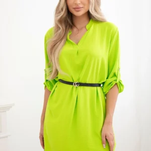 Suknelė su ilgesne nugara ir diržu abrikosas ryškiai