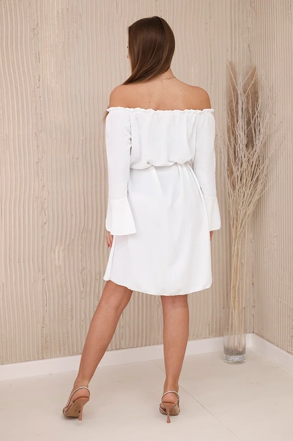 28051_4 Suknelė, surišta ties juosmeniu su sutraukiamu raišteliu ecru - Image 3