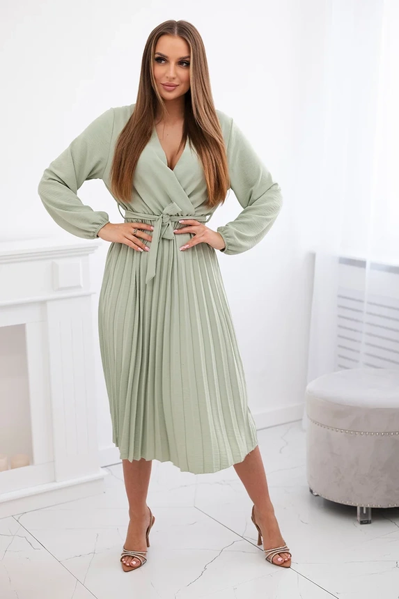 28174_1 Suknelė surišta plisuotu apvadu Šviesus - Image 2