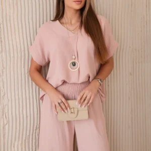 su karoliais palaidinės + kelnės dunkles Puderrosa