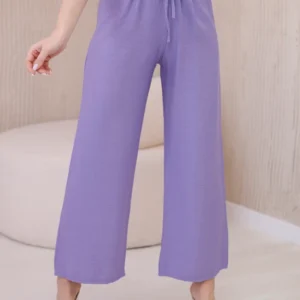 Viskozės kelnės plačioms kojoms