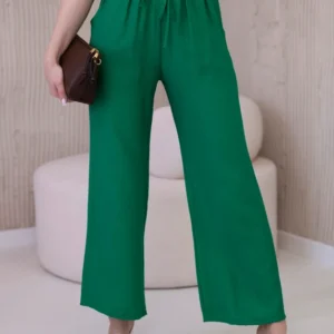 Viskozės kelnės plačioms kojoms