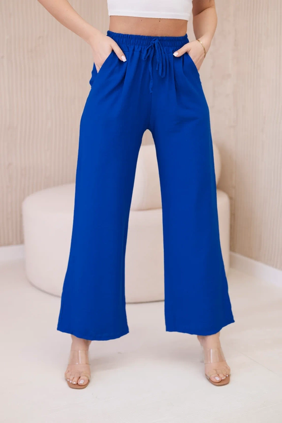 28427_4 Viskozės kelnės plačioms kojoms Rugiagėlių