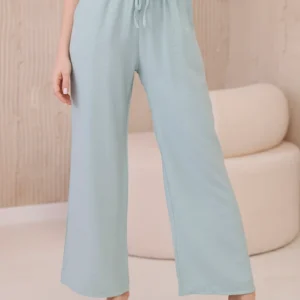 Viskozės kelnės plačioms kojoms tamsios