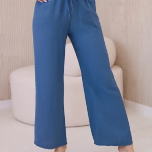 Viskozės kelnės plačioms kojoms